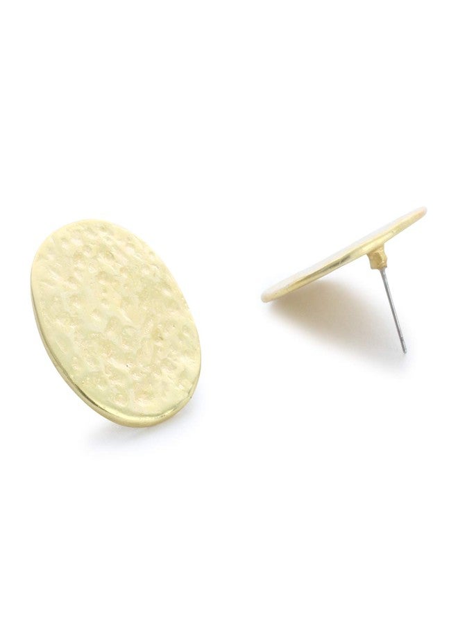 Estele Women's & Girl's - Gold Tone Plated Classic Smart Round Stud Earrings - Image 3