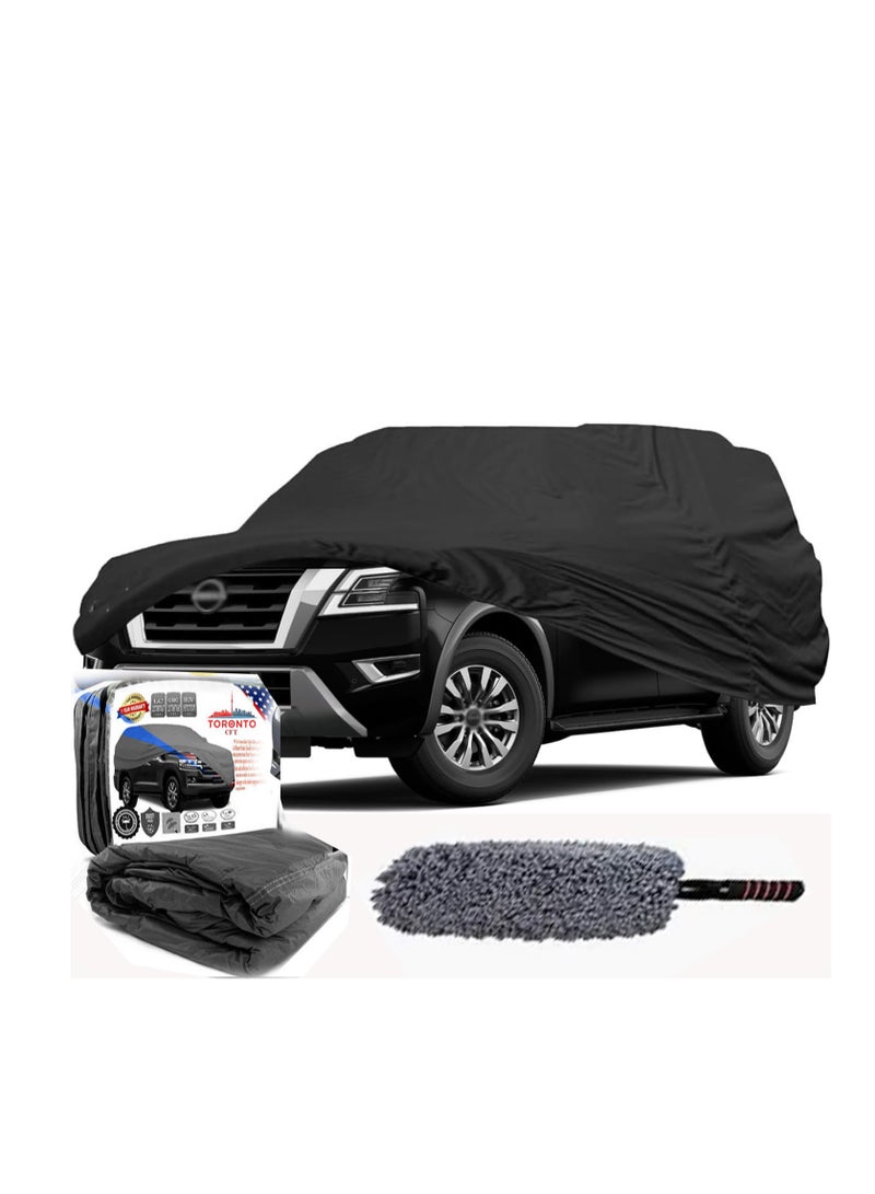 TORONTO All Weather Car Cover for Nissan Patrol and Renault Duster SUV – Waterproof Dustproof UV Protection – Outdoor Full Body Cover with Wind Straps, Mirror Pockets, Zipper Access – Fits UAE Weather – PVC Cotton - Image 1