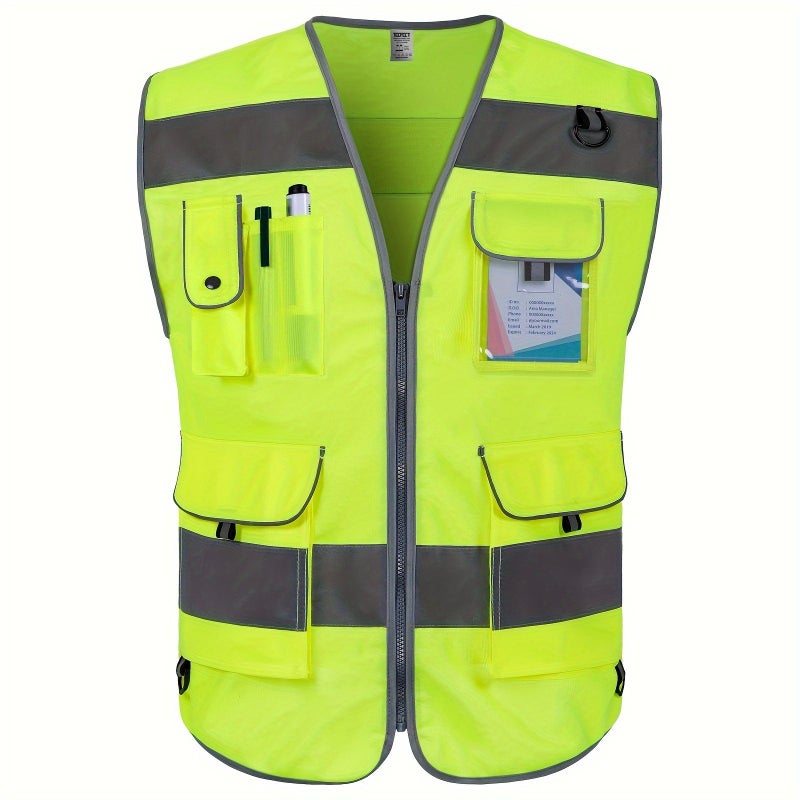 Hi Vis Safety Vest For Men Women 9 Pockets High Visibility Reflective Vest Premium 120G Fabric With Reinforced Sewing Construction Work Vest For Surveyors Drivers And Warehouse Meets Ansi Isea Standards E Black Fabric Size XL - Image 1