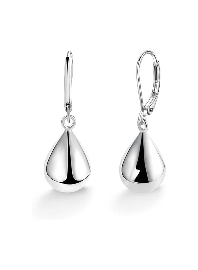 واي جيه أقراط زنبركية فضية على شكل دمعة للنساء والفتيات، أقراط قلادة على شكل قطرة ماء، أقراط فضية للقلائد خالية من مسببات الحساسية، أقراط نسائية - Image 1