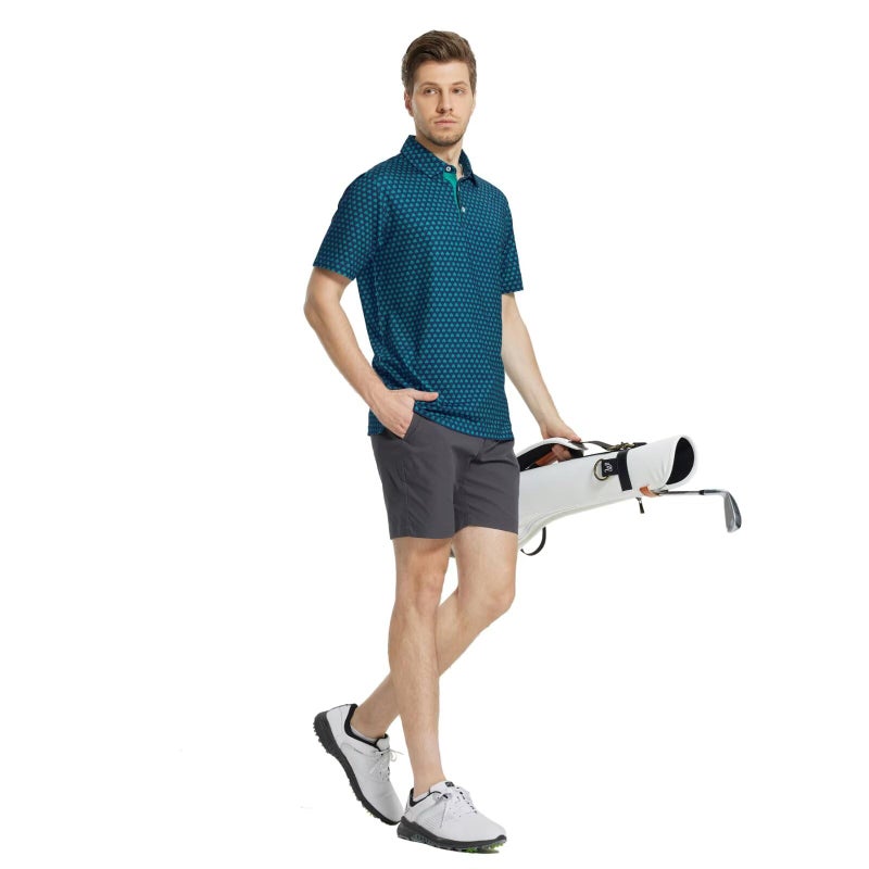M MAELREG Mens Golf Shirt Short Sleeve Dry Fit Print Moisture Wicking Performance Patterns Collared Polo Shirt - Image 3