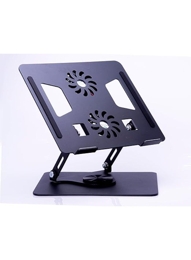 حامل لابتوب وتابلت قابل للتعديل والطي مع قاعدة دوارة 360 درجة للأجهزة حتى 17 بوصة، تصميم مريح من الألومنيوم للاستخدام المكتبي واليومي - Image 1