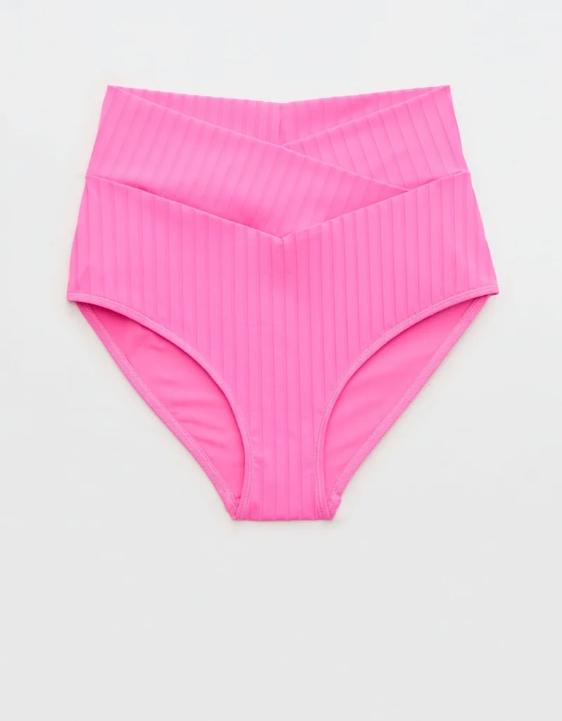 Aerie  Aerie Ribbed High Waisted Full Coverage Bikini Bottom for Women | Best Price UAE