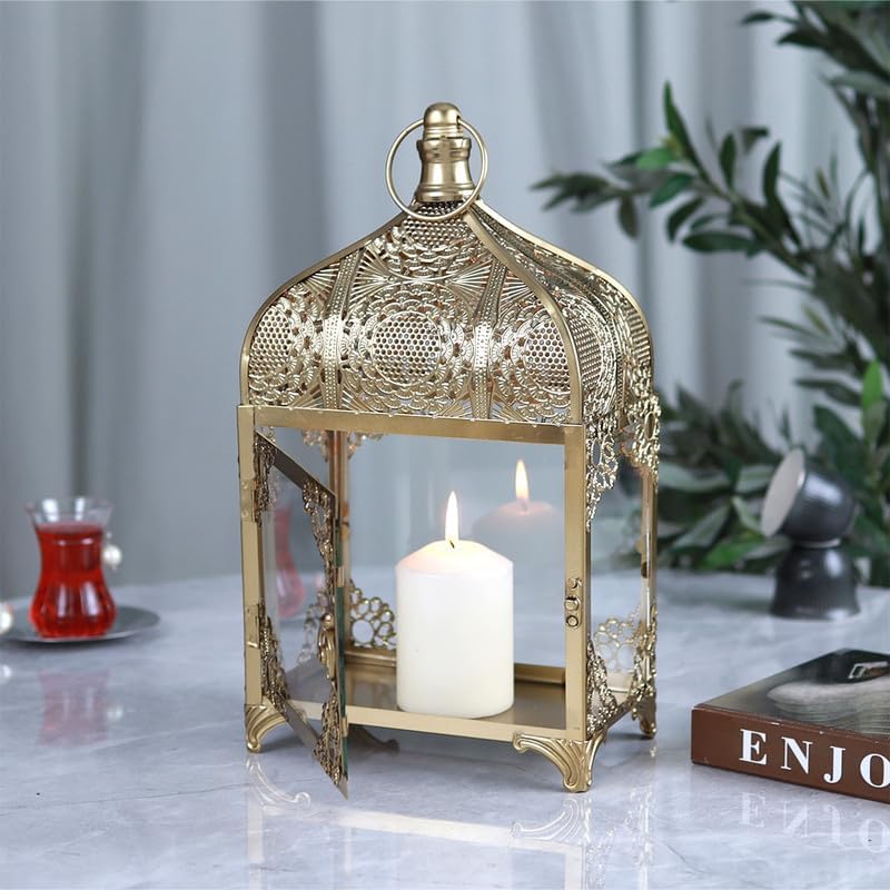 الهدايا مول  فانوس رمضان بتصميم مميز بتعليقة أنيقة – ذهبي – 37×20×12 سم - Image 3