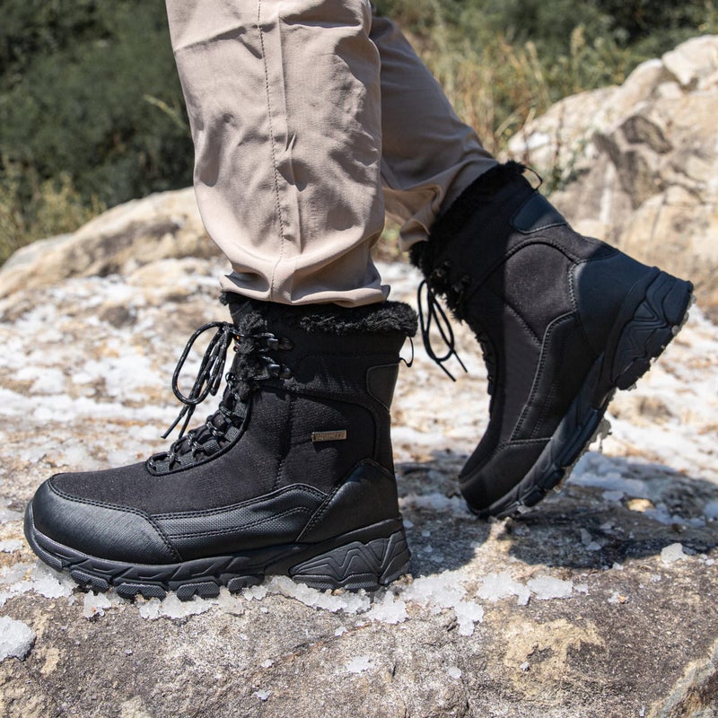 SHULOOK Men's Snow Boots Waterproof Warm Fur Lined Winter Hiking Boot Non-slip Outdoor Ankle High-top Shoes Work Hiker Trekking Trail - Image 2