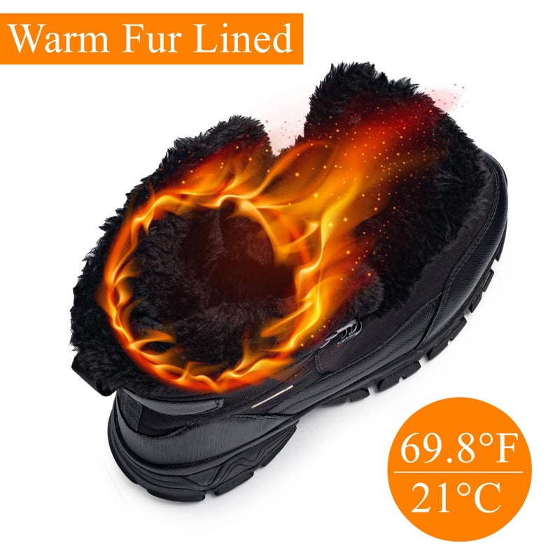 SHULOOK Men's Snow Boots Waterproof Warm Fur Lined Winter Hiking Boot Non-slip Outdoor Ankle High-top Shoes Work Hiker Trekking Trail - Image 3