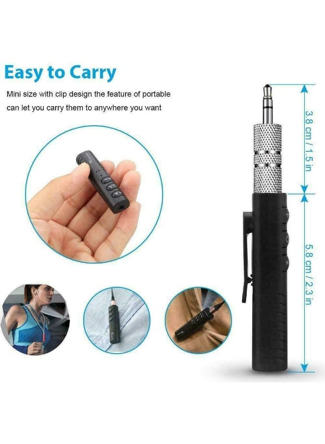 TEXEEM Bluetooth 5.0 Receiver, Wireless Audio Adapter with 3.5mm AUX, Portable Car Kit for Hands-Free Calling, Music Streaming, Compatible with Home Stereo, Speakers, Wired Headphones, Black - Image 5