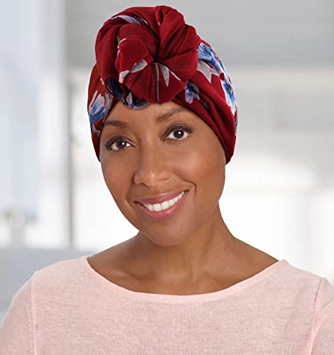 GERINLY Vintage Flower Print Scarf Rectangle Soft Head Wrap Elegant Polyester Evening Shawl Exotic Turban for Travel (Dark Wine) - Image 3