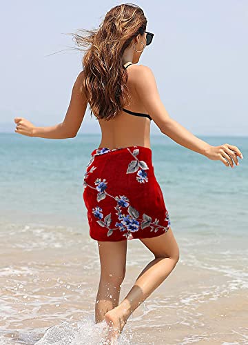 GERINLY Vintage Flower Print Scarf Rectangle Soft Head Wrap Elegant Polyester Evening Shawl Exotic Turban for Travel (Dark Wine) - Image 4