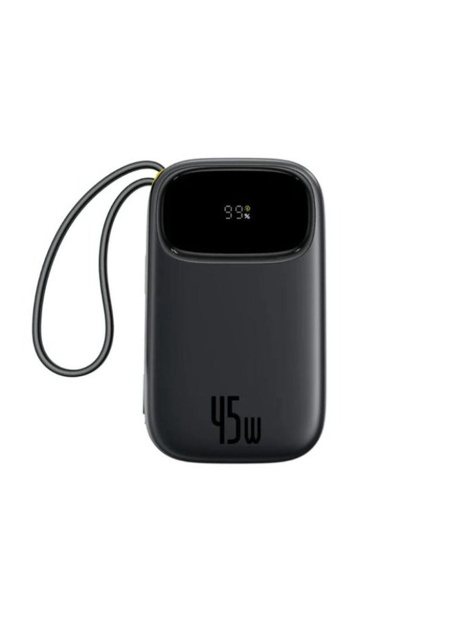 Baseus EnerFill FC31 Digital Display Power Bank With 2 Built-in USB-C Cables 10000mAh, 45W - Black black - Image 1