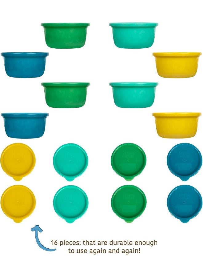 ذا فيرست ييرز The First Years GreenGrown Reusable Bowls with Lids, Toddler Snack Bowl, 8 Pack, Blue/Yellow/Green - Image 4