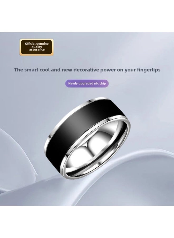 Generic NFC Ring Solar Energy Multifunctional Android Temperature Magic Ring TikTok Internet Celebrity Same Smart Fashion Ins Waterproof-Color:[waterproof Ring] Silver No. 9 Finger Circumference 59.5mm  - Image 1