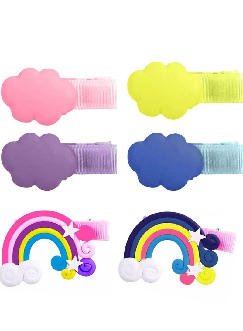 CATANES 6 Packs For Hair Clips Cloud Ornaments Colourful Flatback Polymer Rainbow Cloud Clips - Image 1