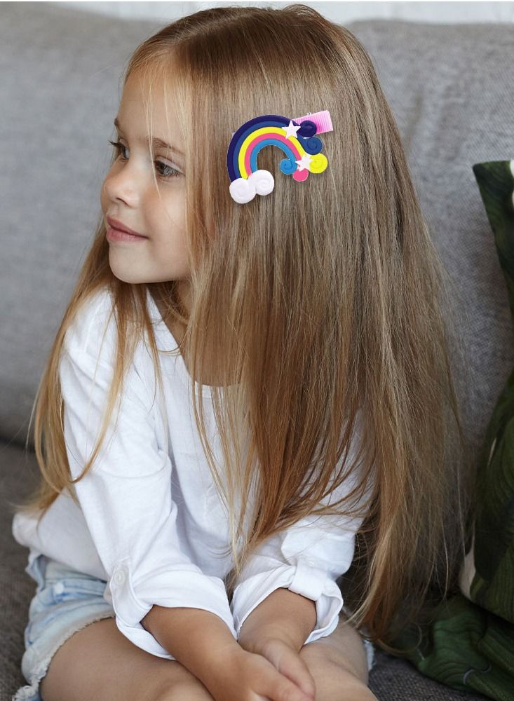 CATANES 6 Packs For Hair Clips Cloud Ornaments Colourful Flatback Polymer Rainbow Cloud Clips - Image 2