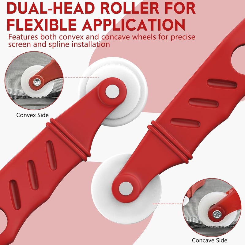 FJCTER Screen Roller Tool Set with Spline Removal Hook, 2pcs Window Screen Roller for Screen Installation Repair Replacement, Durable Screen Spline Tool Kit for Window Sliding Door Patio RV - Image 3