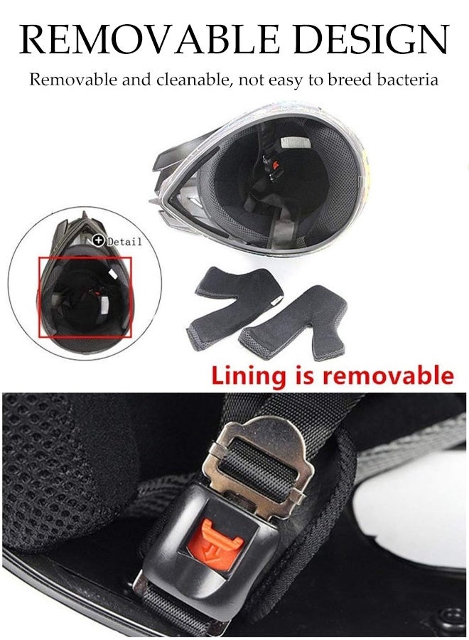 خوذة دراجة نارية كاملة الوجه 3 قطع، خوذات سباق الدراجات النارية للبالغين، معدات واقية خوذات الدراجات النارية، مع نظارات، متينة ومقاومة للصدمات، درع وجه، مقاس 56-57 سم - Image 5