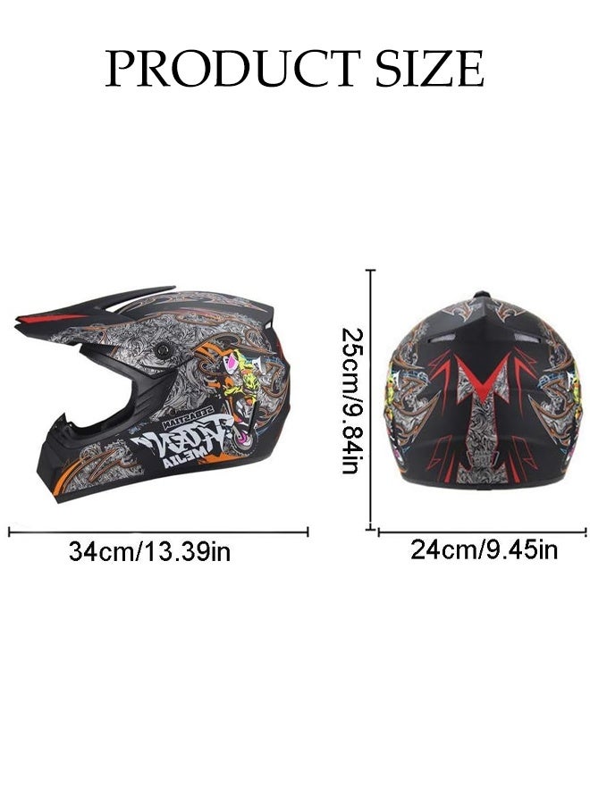 خوذة دراجة نارية كاملة الوجه 3 قطع، خوذات سباق الدراجات النارية للبالغين، معدات واقية خوذات الدراجات النارية، مع نظارات، متينة ومقاومة للصدمات، درع وجه، مقاس 56-57 سم - Image 2