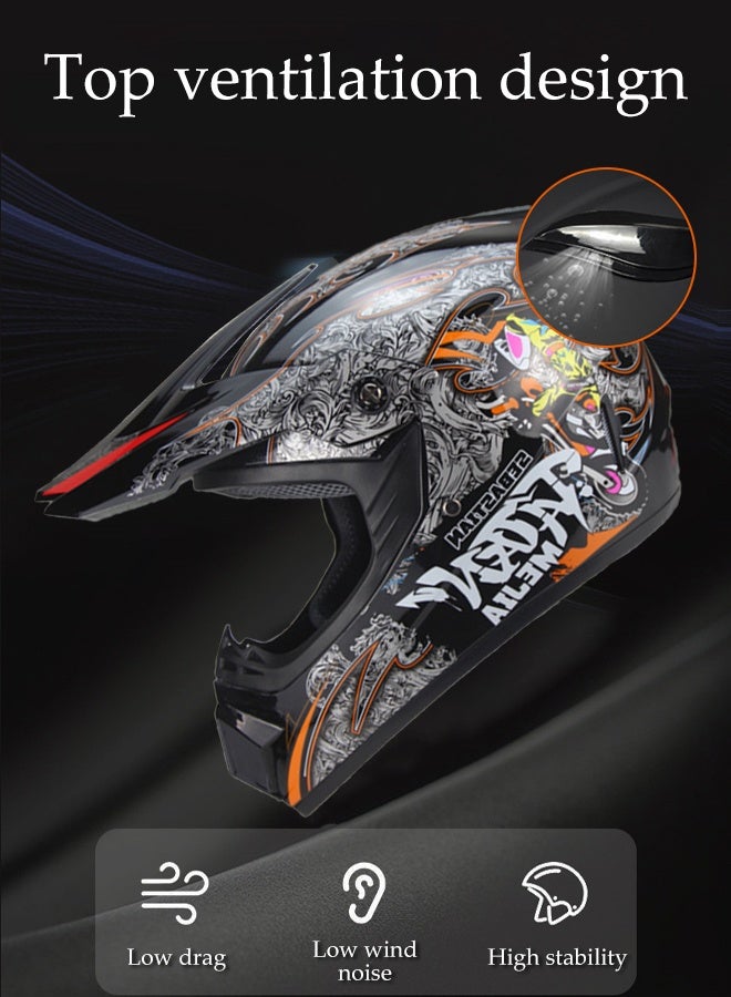 خوذة دراجة نارية كاملة الوجه 3 قطع، خوذات سباق الدراجات النارية للبالغين، معدات واقية خوذات الدراجات النارية، مع نظارات، متينة ومقاومة للصدمات، درع وجه، مقاس 56-57 سم - Image 4
