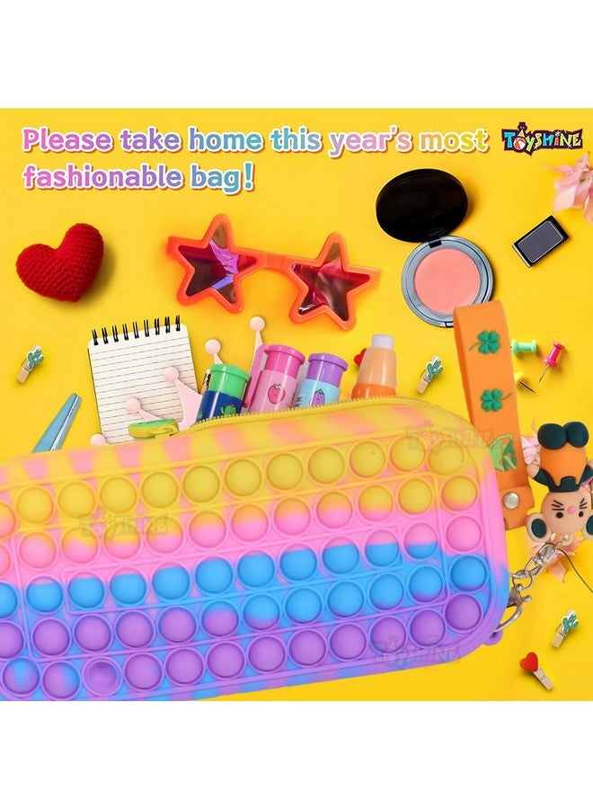 Toyshine Toyshine Pop Pencil Case Popping Fidget Toy Bag ,Push Bubble Silicone Sensory Cute School Supplies Large Capacity For Teen Girls Office Pen Case Women - ASSORTED COLOR - Image 3