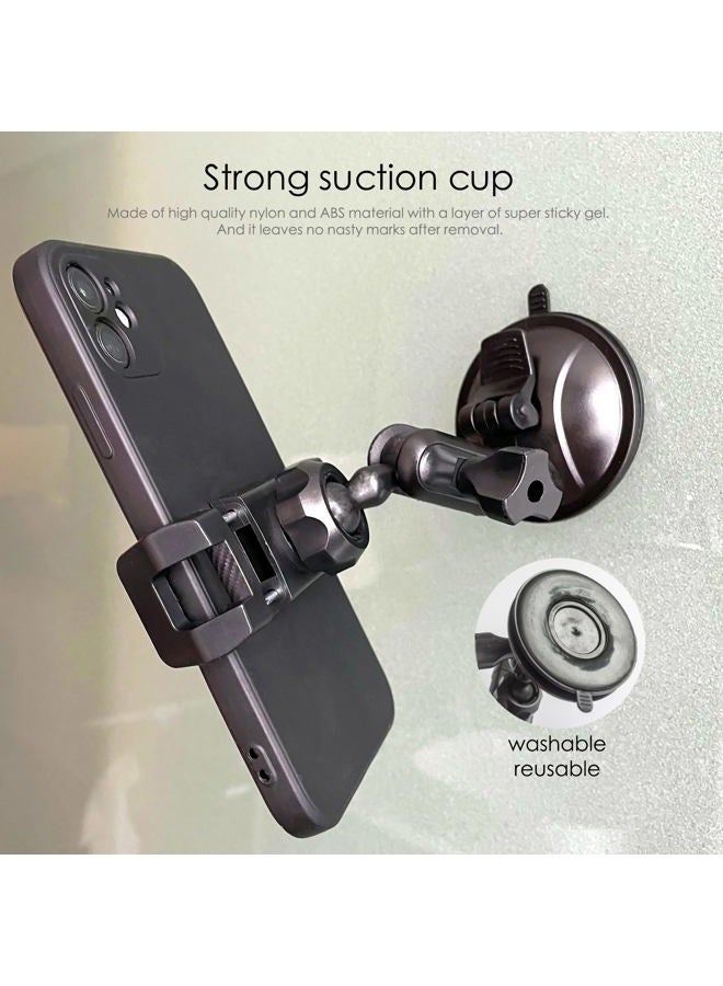 Quyee Universal Mirror Shower Phone Holder, Multi-Directional Dual 360 Degree Rotating Suction Cup Phone Wall Mount stand, Tiktok Youtube Vlog Video Recording Kit, airplane travel essentials accessories - Image 5