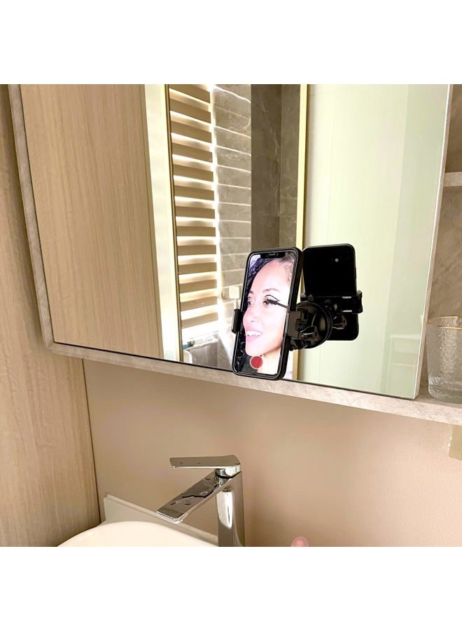 Quyee Universal Mirror Shower Phone Holder, Multi-Directional Dual 360 Degree Rotating Suction Cup Phone Wall Mount stand, Tiktok Youtube Vlog Video Recording Kit, airplane travel essentials accessories - Image 2