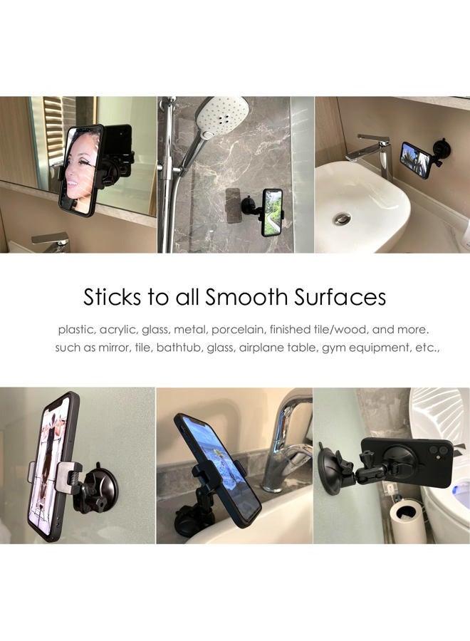 Quyee Universal Mirror Shower Phone Holder, Multi-Directional Dual 360 Degree Rotating Suction Cup Phone Wall Mount stand, Tiktok Youtube Vlog Video Recording Kit, airplane travel essentials accessories - Image 3
