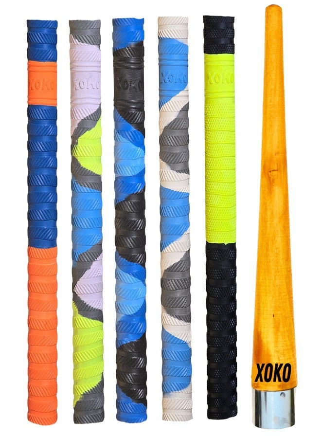 XOKO Premium Cricket Bat Grip, Rubber Cushioned with Chevron Pattern, Multiple Colours Available, Shock Absorbing Replacement Handle Grip with Wooden Cone - Image 1