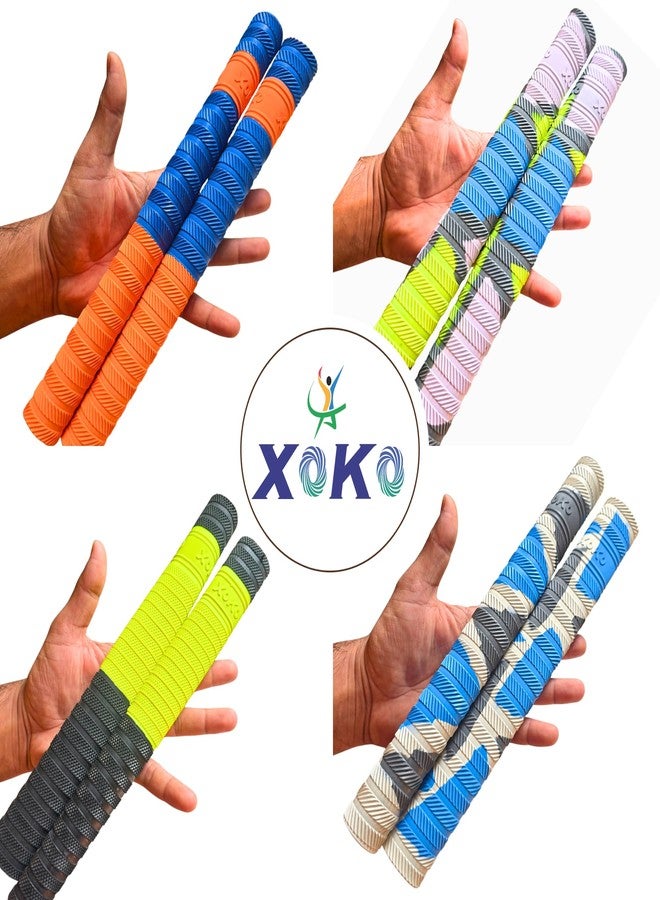 XOKO Premium Cricket Bat Grip, Rubber Cushioned with Chevron Pattern, Multiple Colours Available, Shock Absorbing Replacement Handle Grip with Wooden Cone - Image 2