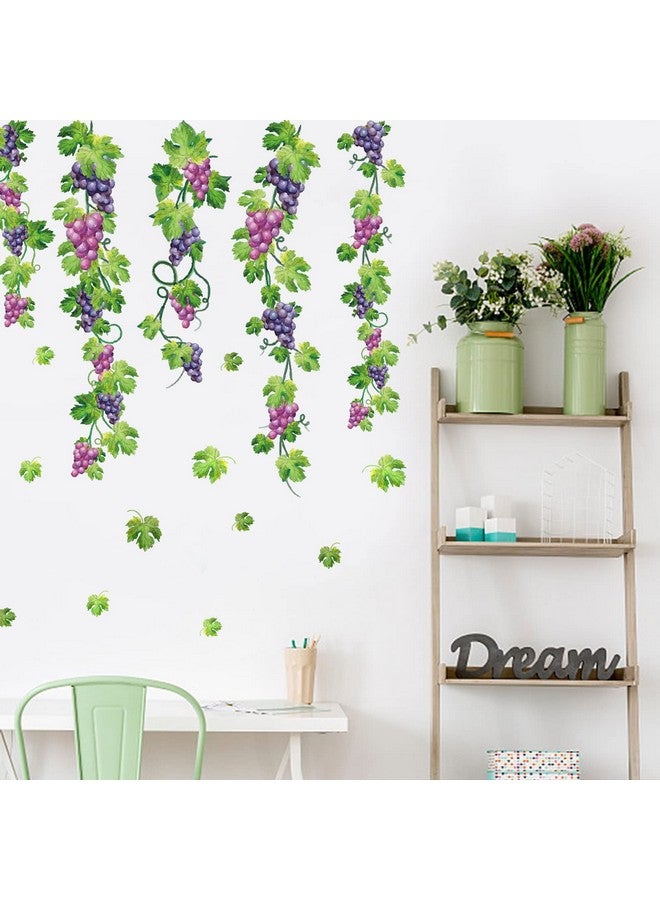 SUPERDANT Colorful Grapes Vine Wall Decor Grapes Fruits Wall Sticker Peel and Stick Wallpaper Bedroom Nursery Decor Livingroom Kids Room Kitchen Mural Decoration 31x22inch - Image 4