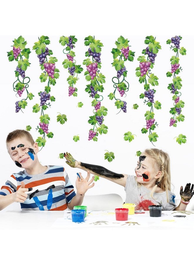 SUPERDANT Colorful Grapes Vine Wall Decor Grapes Fruits Wall Sticker Peel and Stick Wallpaper Bedroom Nursery Decor Livingroom Kids Room Kitchen Mural Decoration 31x22inch - Image 3