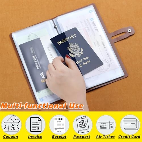 Romozi Leather Receipt Organizer,Coupon Organizer with 20 Pockets, Multi-Purpose Receipt Holder with Credit Card Holder, Wallet Style Coupon Holder Prevent Loss or Damage of Receipts and Coupons (Brown) - Image 2