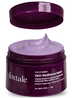 foxtale Face Mask for Glowing Skin Clay Mask with Lactic Acid for Tan Removal Reduction in Blackheads Instant Brightening  New Age Ubtan Face Pack for All Skin Types  Men and Women 75g  - Image 1