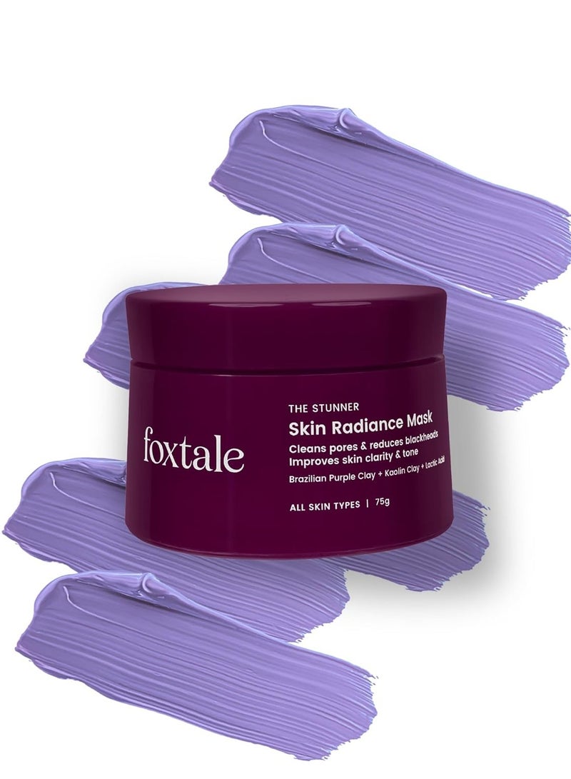 foxtale Face Mask for Glowing Skin Clay Mask with Lactic Acid for Tan Removal Reduction in Blackheads Instant Brightening  New Age Ubtan Face Pack for All Skin Types  Men and Women 75g - Image 1