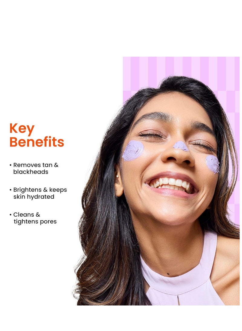 foxtale Face Mask for Glowing Skin Clay Mask with Lactic Acid for Tan Removal Reduction in Blackheads Instant Brightening  New Age Ubtan Face Pack for All Skin Types  Men and Women 75g - Image 3