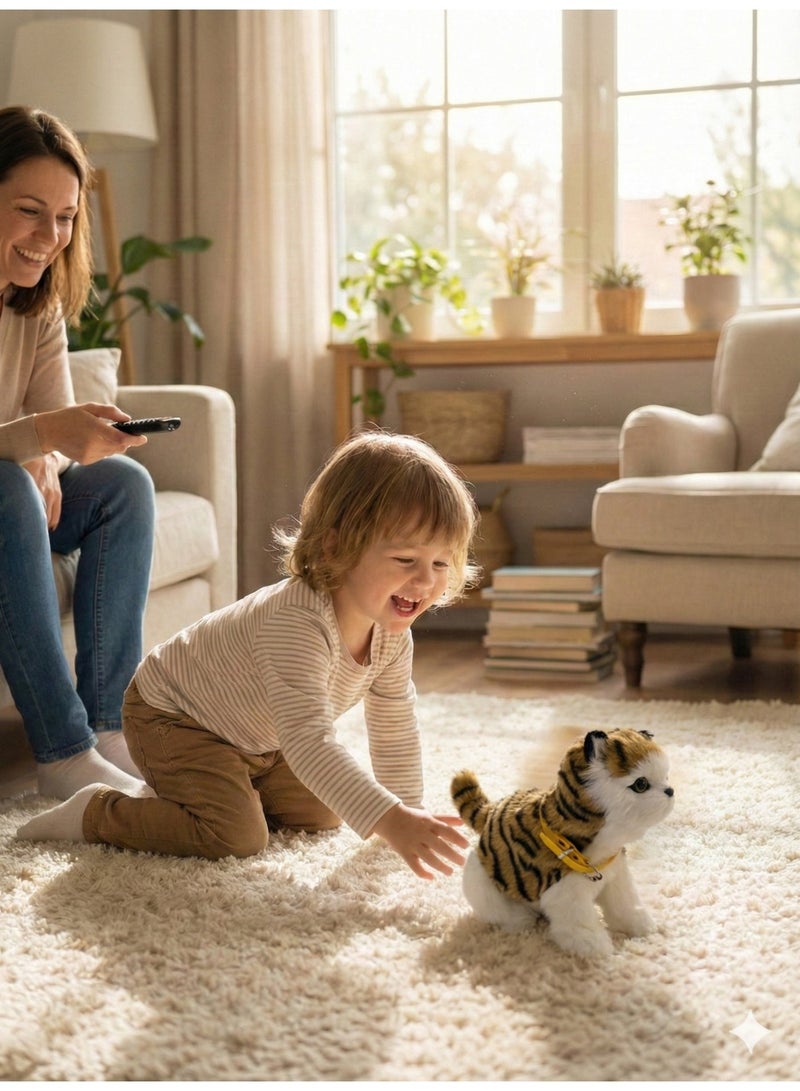 REZZOSS Interactive Plush Cat Toy for Kids – Realistic Brown Tabby Kitten Robot with Meow Sound & Movement | Touch Sensitive Electric Pet | Sensory Educational Gift for Toddlers Boys & Girls 3+ - Image 5