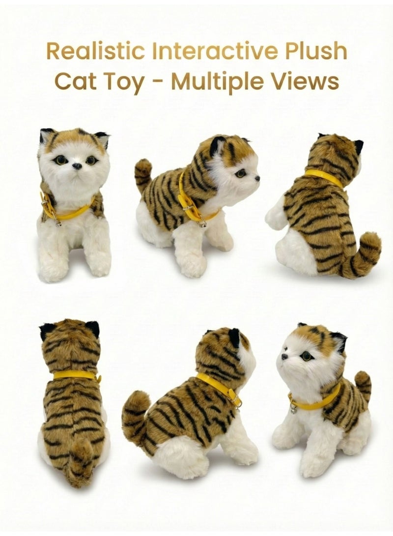 REZZOSS Interactive Plush Cat Toy for Kids – Realistic Brown Tabby Kitten Robot with Meow Sound & Movement | Touch Sensitive Electric Pet | Sensory Educational Gift for Toddlers Boys & Girls 3+ - Image 4
