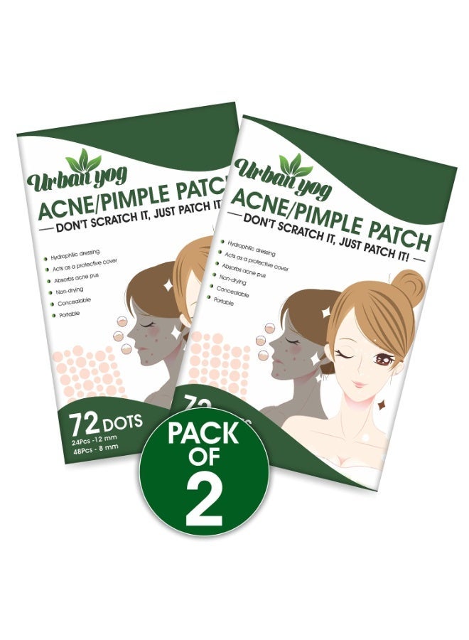 Urban yog Acne Pimple Patch - 72 Invisible Facial Stickers cover with 100% Hydrocolloid (Acne Pimple Patch (Pack of 2)) - Image 1