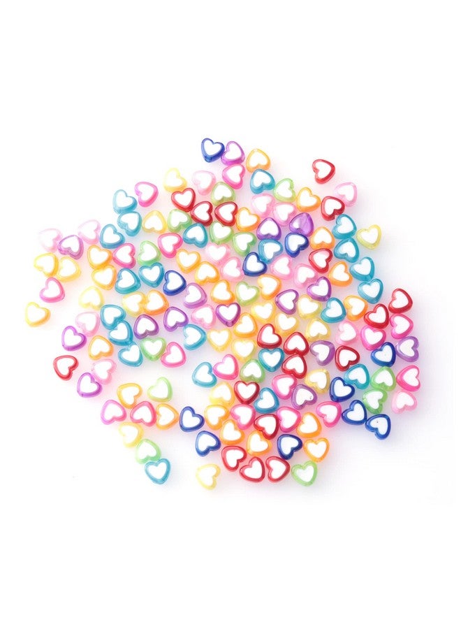 Ruwado 150 Pcs Heart Shape Beads With 2 Holes Acrylic Colorful Love Mixed Flat Loose Pony Beads For Diy Jewelry Making Bracelet Necklace Crafting Key Chain Ring Earring (Heart) - Image 1