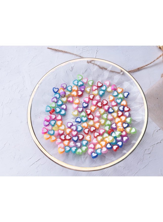 Ruwado 150 Pcs Heart Shape Beads With 2 Holes Acrylic Colorful Love Mixed Flat Loose Pony Beads For Diy Jewelry Making Bracelet Necklace Crafting Key Chain Ring Earring (Heart) - Image 5