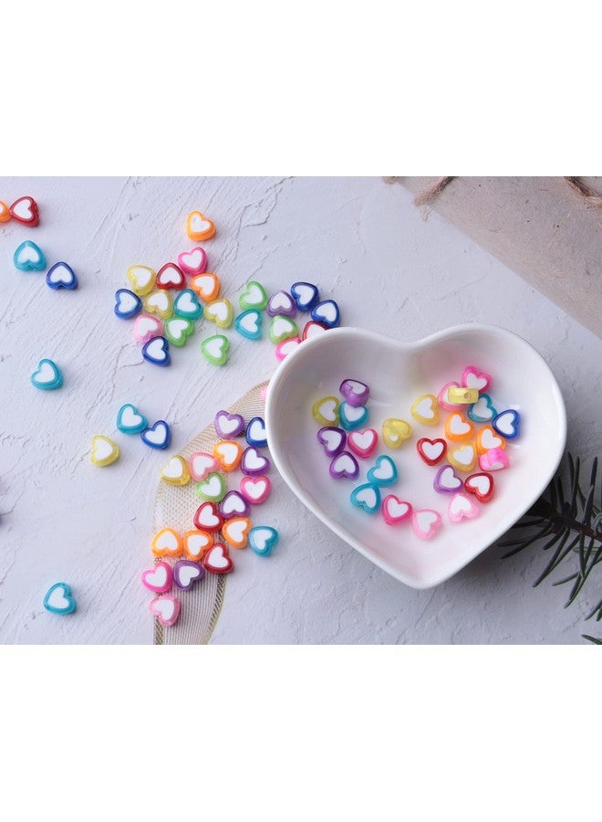 Ruwado 150 Pcs Heart Shape Beads With 2 Holes Acrylic Colorful Love Mixed Flat Loose Pony Beads For Diy Jewelry Making Bracelet Necklace Crafting Key Chain Ring Earring (Heart) - Image 4