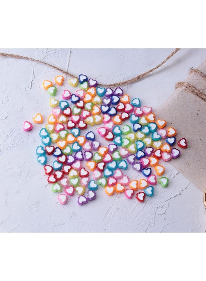 Ruwado 150 Pcs Heart Shape Beads With 2 Holes Acrylic Colorful Love Mixed Flat Loose Pony Beads For Diy Jewelry Making Bracelet Necklace Crafting Key Chain Ring Earring (Heart) - Image 2