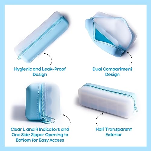 Visfresh Disposable Daily Contact-Lens Case Organizer, Travel-Friendly, Premium Quality, Water-Resistant Silicone Case with Clearly Labeled R & L, Storage up to 30 lenses (Blue) - Image 5