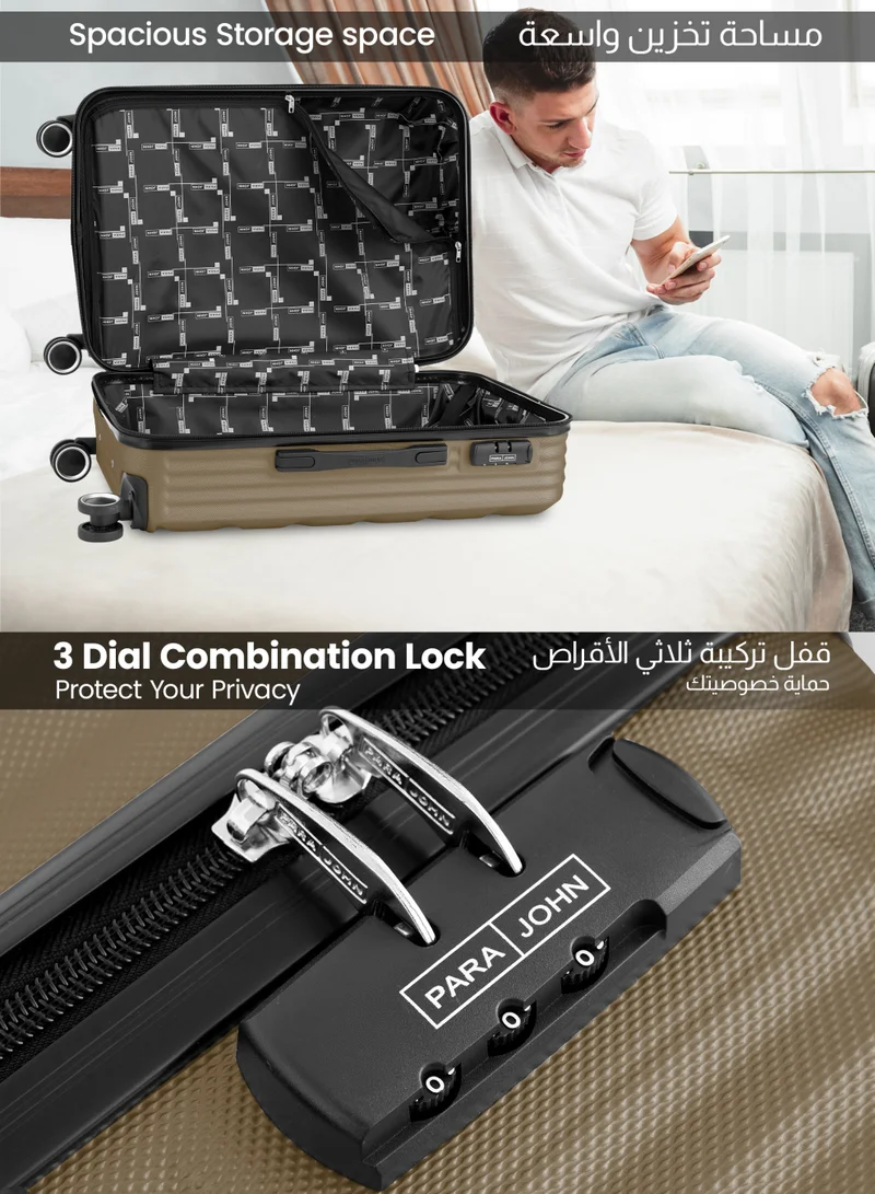 Parajohn Gold Prisma Series Set of 3 Luggage | Lightweight Small 10KG, Medium 20KG & Large 30KG ABS 4 Wheels Trolley Hardsided Travel Suitcase - Gold  | Best Price UAE