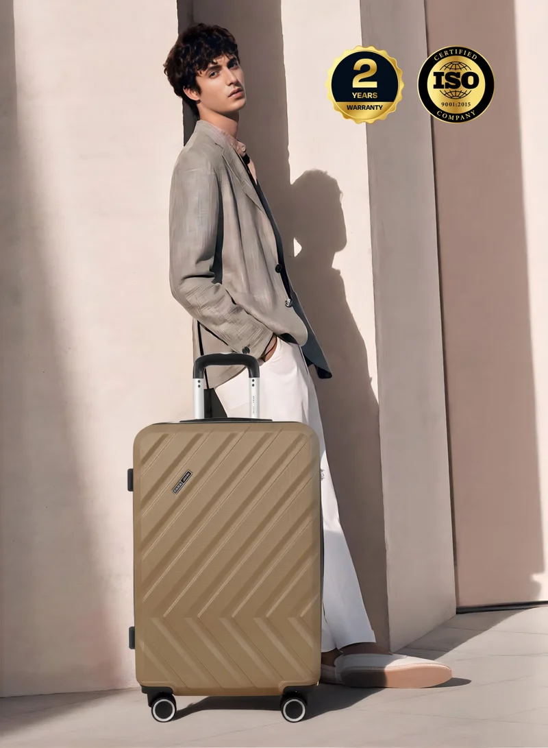 Parajohn Gold Prisma Series Set of 3 Luggage | Lightweight Small 10KG, Medium 20KG & Large 30KG ABS 4 Wheels Trolley Hardsided Travel Suitcase - Gold  | Best Price UAE