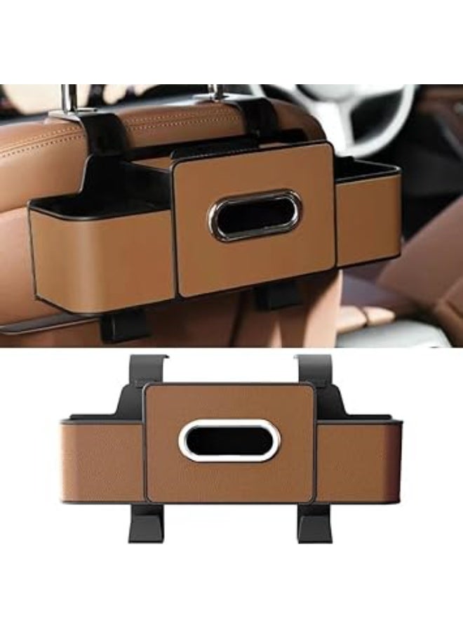 Multifunctional Car Organizer, Car Seat Storage Box, Brown and Black, Luxury and Practical - Image 1