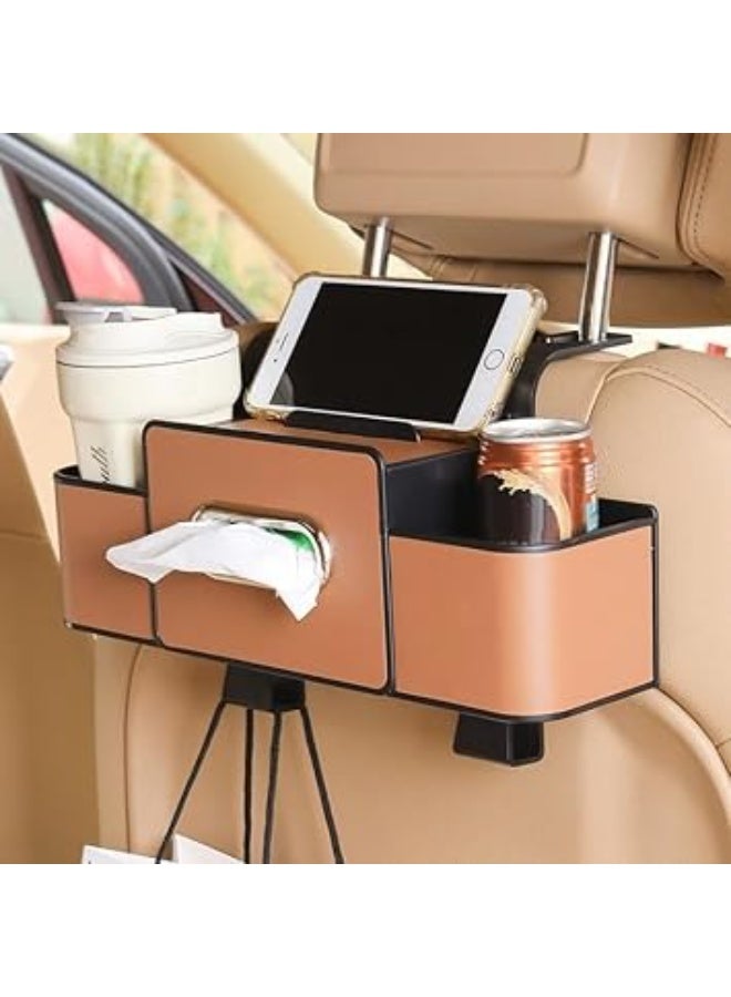 Multifunctional Car Organizer, Car Seat Storage Box, Brown and Black, Luxury and Practical - Image 2