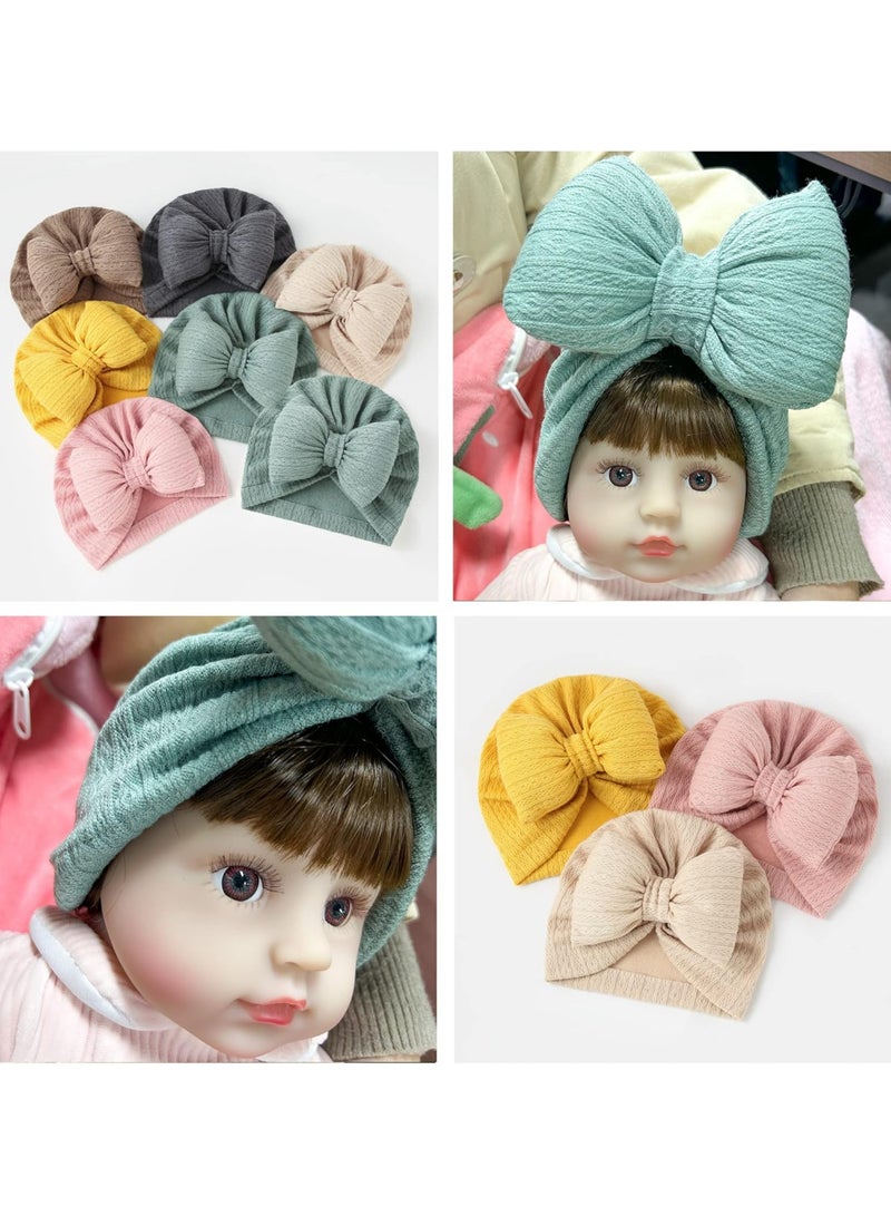 Oasisgalore 6 PCS Stretchy Baby Turban Hats with Bows - Unisex Infant Caps for Newborns and Toddlers - Image 5