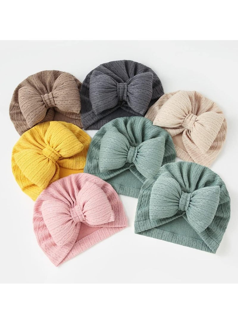 Oasisgalore 6 PCS Stretchy Baby Turban Hats with Bows - Unisex Infant Caps for Newborns and Toddlers - Image 4