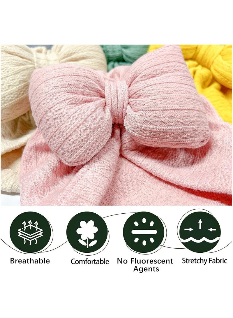 Oasisgalore 6 PCS Stretchy Baby Turban Hats with Bows - Unisex Infant Caps for Newborns and Toddlers - Image 3