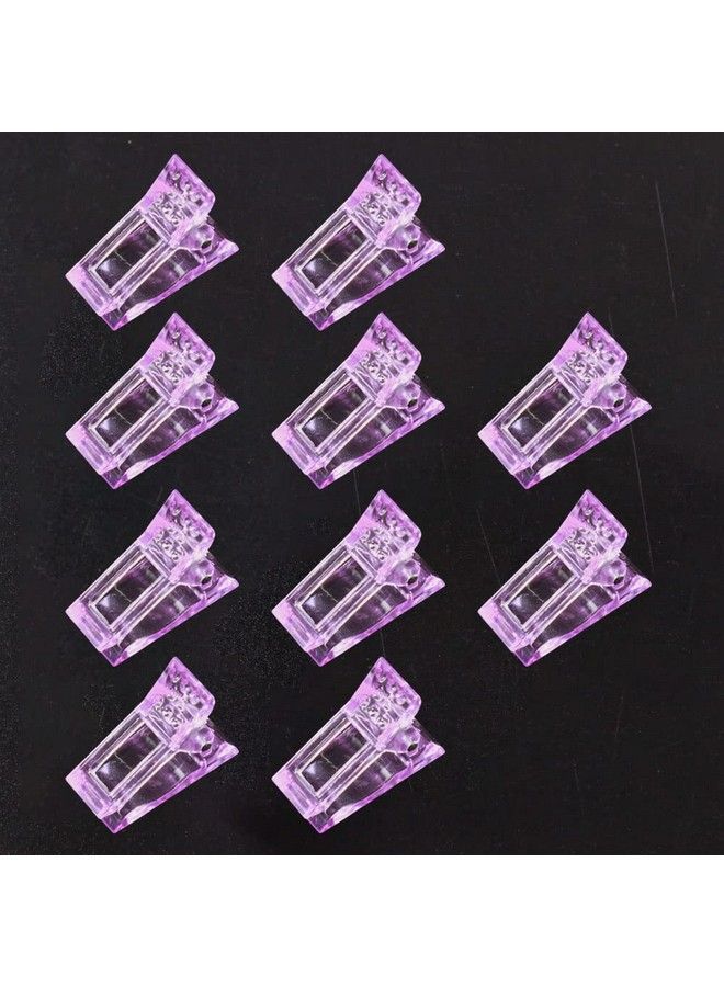 VNC 10 Pcs Nail Tips Clip Purple Color For Quick Building Polygel Nail Forms Nail Tip Clips For Polygel Nail Extension Forms Uv Led Builder Clamps Diy Manicure Nail Art Tool - Image 1